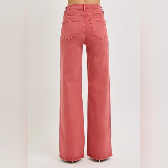 RISEN High Rise Tummy Control Classic Wide Leg Jeans Stretch Brick Various NEW - Picture 11 of 13
